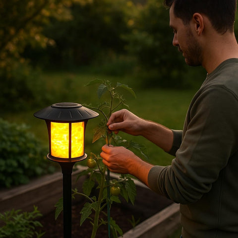 Black Solar Garden Stake Light Crackle Glass Lantern Warm LED Glow 42 cm Height Outdoor Pathway Yard Patio Lighting Weatherproof Easy Setup (2)