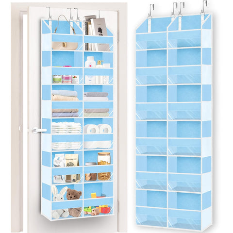 Ofiray-Home Over The Door Storage Organiser – 5-Tier, 10 Compartments, Pink Hanging Storage with 10 Side Pockets