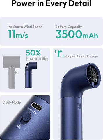 Aecooly Portable Handheld Fan,Powerful Turbo Mini Fan,15H Max Cooling Time,19000 RPM High Speed Aero Pro,6 Speeds Aluminum Case, Pocket Rechargeable Personal Small Travel GIfts for Women Men -BlueB0F8NKQS8H