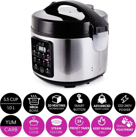 Yum Asia Kumo YumCarb Rice Cooker 1L – Stainless Steel – UK
