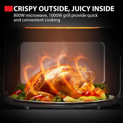 20L Black Digital 800W Microwave Oven with 1000W Grill