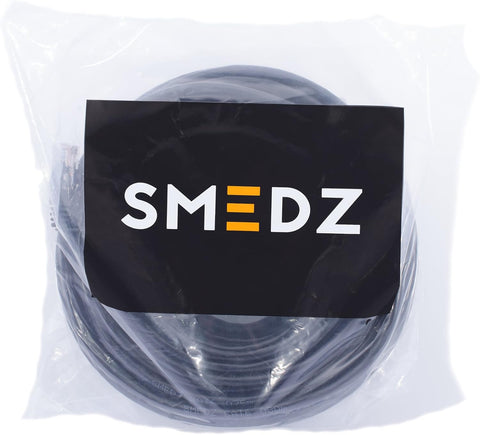 Smedz CAT6 20 m Full Solid Copper UTP 24 AWG Indoor / Outdoor Plug and Play Network Cable GigaBit Ethernet Patch Lead – Black