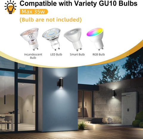 Light fixture compatible with variety GU10 bulbs in a home setting.