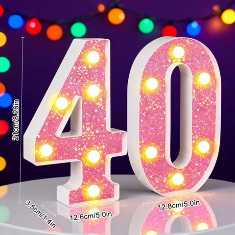 LED Light Up Number 40 – Pink Marquee Party Decoration UK