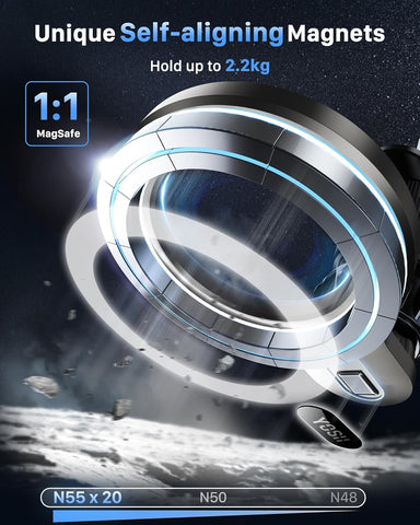 YOSH MagSafe Car Mount Magnetic Phone Holder Gray for iPhone 12-17