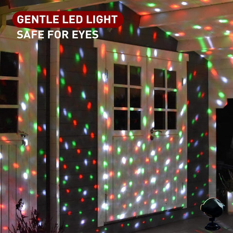 Outdoor Christmas Snowfall Projector Lights – Multicolour Rotating Snow Effect with Moving Points | Festive LED Projection Light for House, Garden & Party Decorations