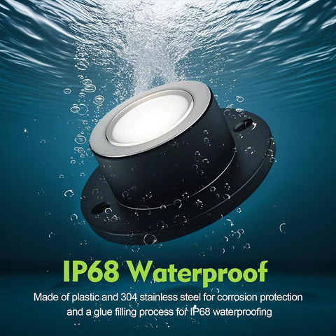 MY Lighting 3W LED Pond Lights 12–24V AC/DC, IP68 Underwater Pond & Fountain Lights, 3000K Warm White, 4 Pack