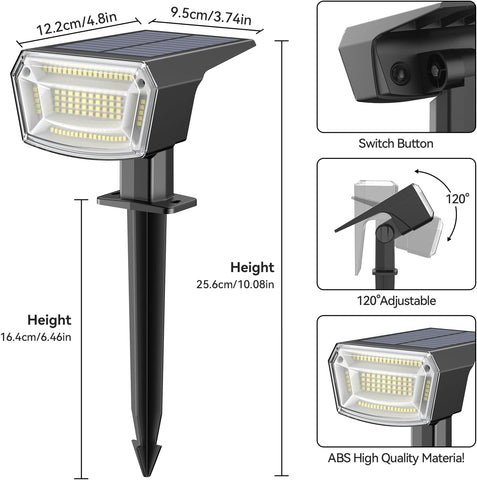 TECKNET 83 LED Solar Spot Lights Outdoor Garden, 4 Pack