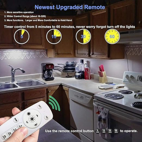 2 pack LED Cabinet Lights - Remote & Touch Control Under Cupboard Lights