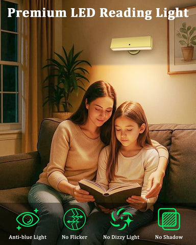 Wireless Rechargeable Wall Light Battery Operated Indoor Lamp Gold