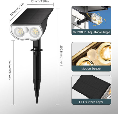 Waterproof PIR LED stake lights lighting up a UK driveway.


