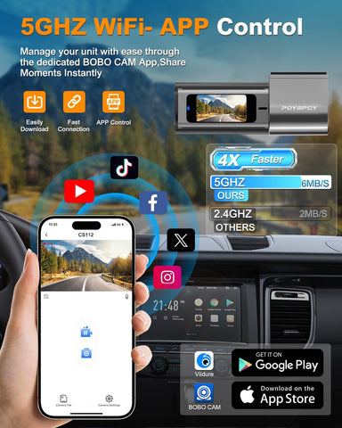 4K Front and Rear Dash Cam with WiFi and CPL Filter