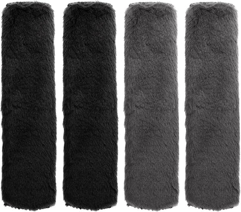 Faux Sheepskin Car Seat Belt Pads Cover – Black Grey – 4 Pack