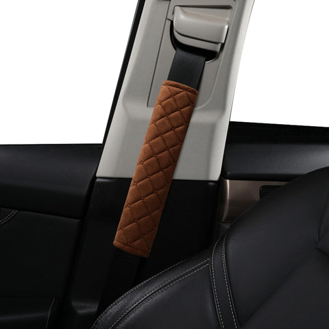 Extra Long Soft Seatbelt Covers 27cm Brown – 2pcs Set