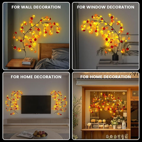 Decorative lights on branches displayed for wall, window, and home decoration.