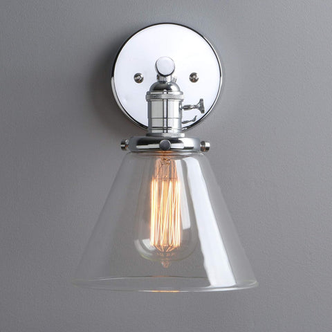 Phansthy Edison Industrial Wall Sconce 7.3" Vintage Brass Glass Wall Light