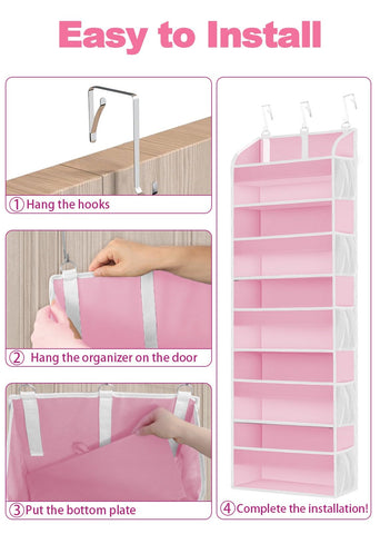 TAHAVICE Over The Door Storage Organiser, 5 Clear Window Pockets and 10 Mesh Side Pockets, Grey – Turn Unused Door Space into Smart Storage