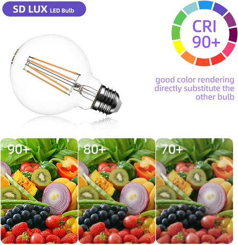 G80 E27 Vintage Globe LED Bulbs 8W 1000lm 6 Pack