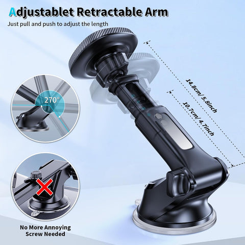 APPS2Car MagSafe Car Mount, 17 N52 Magnets Suction Dashboard Phone Holder