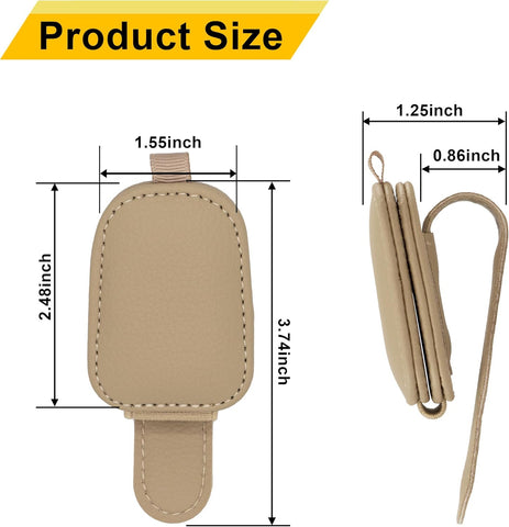 Magnetic Leather Sunglasses Holder for Car Visor – 2 Pack Beige