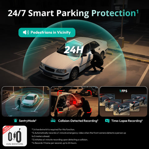 BOTSLAB 3K 4-Channel Dash Cam for Cars, 3K/4K Front + 1080P Side & Rear Cameras, 560° Coverage, Built-in 5.8GHz WiFi & GPS, Voice Control, 128GB SD Card Included