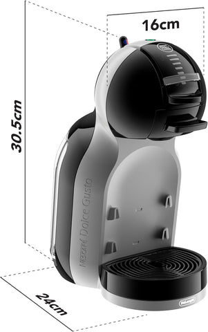Mini-Me Automatic Coffee Machine by De’Longhi Black & Arctic Grey – Compact Coffee Disc System with 15 Bar Pressure & Eco Mode