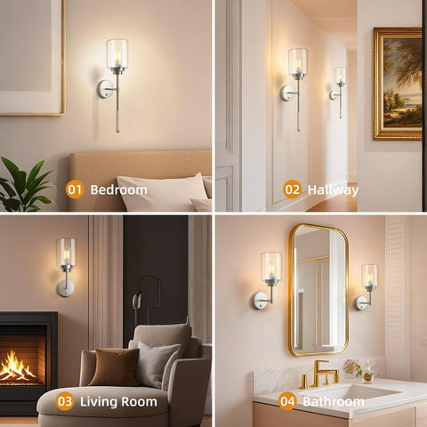 Battery Operated Wall Sconces Set of 2 with Remote and Dimmable LED
