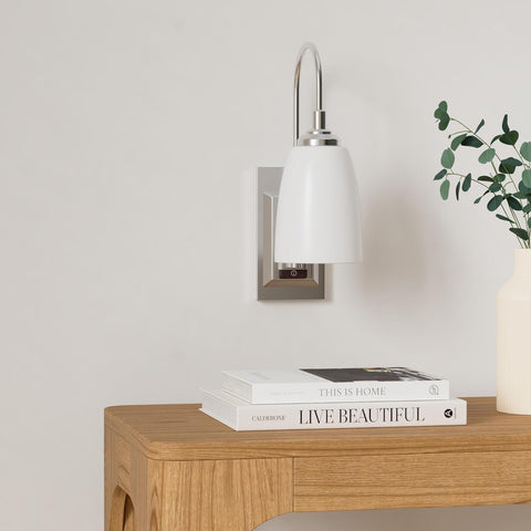 HONWELL Battery Operated LED Wall Lights 2 Pack Silver