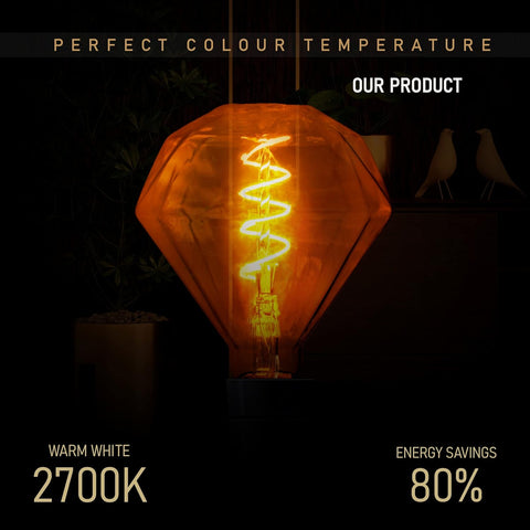 Vintage E27 Diamond LED Edison Bulb 4W Warm White 2 Pack