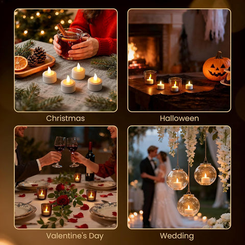 6PCS Rechargeable LED Tea Lights with Charging Base, Remote Timer Flameless Tealight Candles for Home & Party Décor