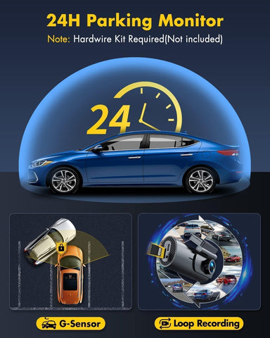 GKU 4K Dual Dash Cam Front and Rear with 5GHz WiFi, 64GB SD Card, 170° Wide Angle, Night Vision, G-Sensor, Parking Monitor, Loop Recording, APP Control, Max 256GB