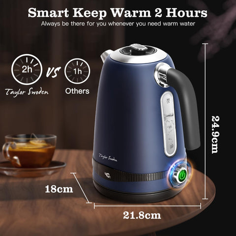 Taylor Swoden Electric Kettle 1.7L, 7 Variable Temperature 40°C–100°C, Fast Boil Quiet Kettle, Keep Warm 2 Hours, 2200W