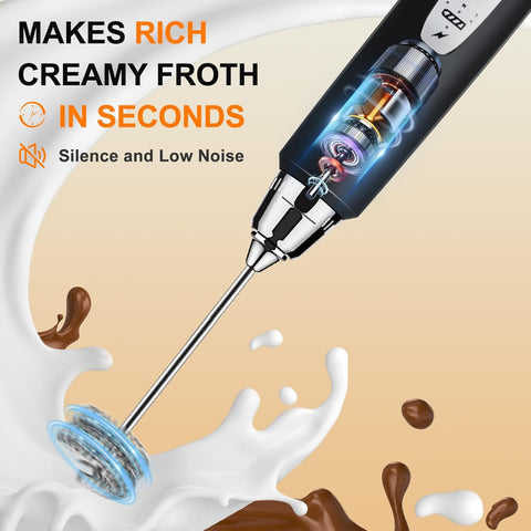 Rechargeable Milk Frother Handheld 3 Speed Electric Drink Mixer Wand