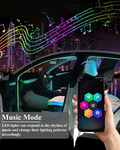 Acrylic Car Interior LED Strip Lights – 16 Million RGB Colours, 110cm USB Ambient Light with APP, Remote Control & Music Sync for Universal Vehicles