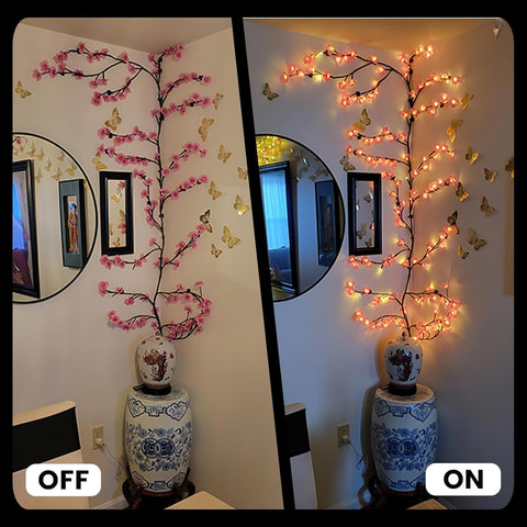 RuiDay 1.2m USB Cherry Blossom Tree Light – 48 LED Pink Sakura Branch Fairy Lights with 8 Lighting Modes & Timer for Bedroom, Wedding & Home Décor