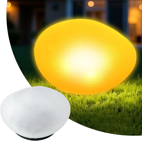 1PCS WarmWhite Light Solar Glass Stone Light, Solar Pathway Pond Light with 4 LEDs, IP44 Waterproof Auto On/Off Garden Ornaments for Lawn Ground Outdoor Decor