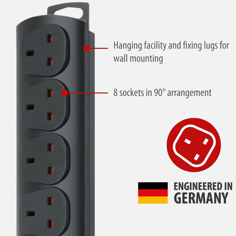 Brennenstuhl 8-Way Extension Lead with 2m Cable and Switch