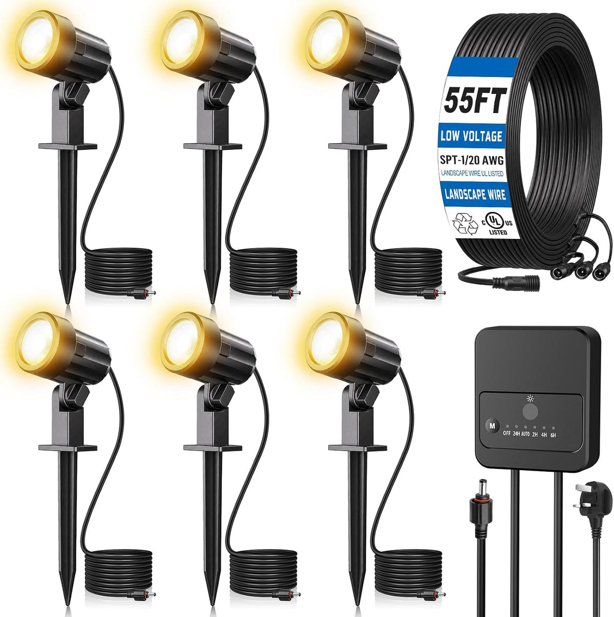 All-in-One 3W Low Voltage Landscape Lighting Kit Dusk to Dawn, 6-Pack