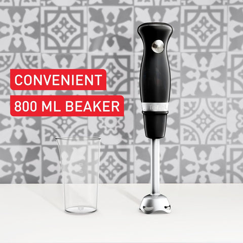 Black Collection Hand Blender 450W – 2 Speeds & Pulse, Anti-Splash Foot, Stainless Steel Blades, Compact, Dishwasher Safe