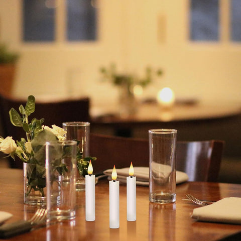 LED Taper Candles Light Set of 24, Battery Operated Flameless Floating Candles with 3D Wick, Clip-On Design, Remote Control & Timer, Warm White