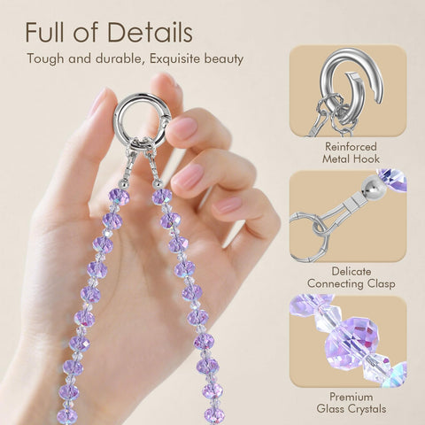 Crystal Phone Charm Bling Wrist Strap with Tether Tab