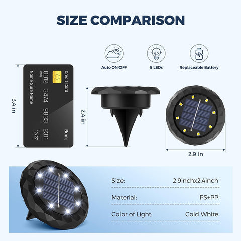 Mini Solar Ground Lights, 10 Pack Solar Lights Outdoor Waterproof,Solar Garden Disk Lights Landscape Lighting for Outside Pathway Deck Yard Patio Lawn Driveway Walkway Decor Cool White