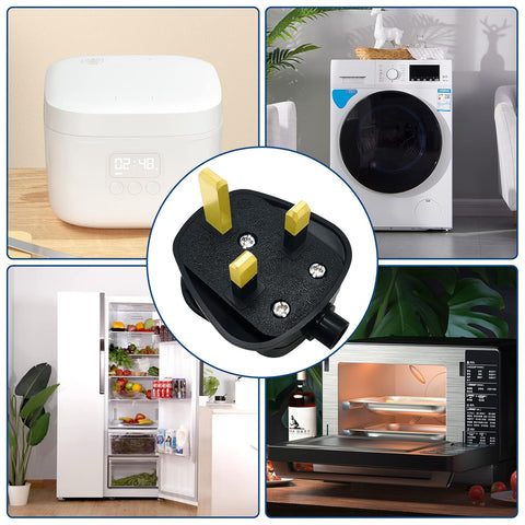 13 Amp 3 Pin Plug Black Rewireable Heavy Duty 2 Pack