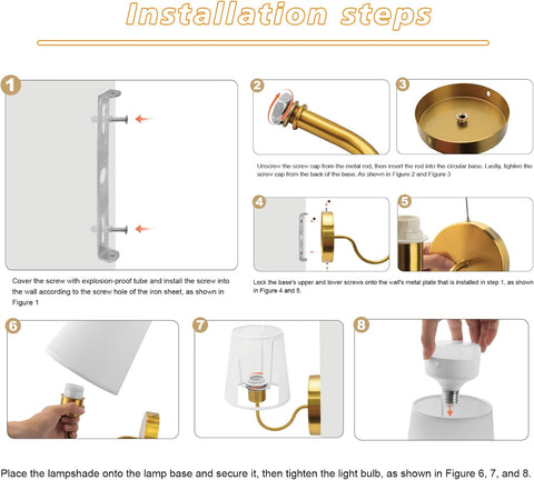 Battery Operated Wall Lights Set of 2, RGB Dimmable Rechargeable Wall Lights Indoor Wireless Wall Sconces Set of 2 for Bedrooms Cordless Sconce Wall Lamp Remote Control