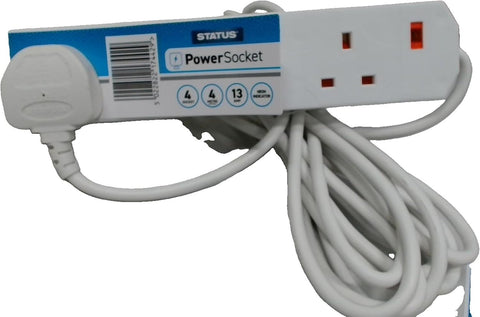 Power socket with multiple outlets and a cable on a white background