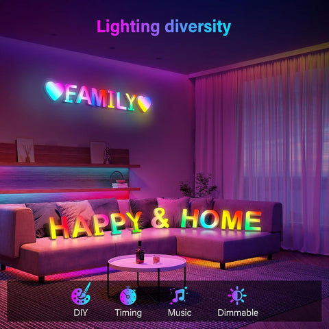 Light Up Letters USB Powered, LED Letter Lights Color Changing Alphabet Sign Gifts for Girls Women Party Birthday Decorations, APP Control, Night Light Christmas Valentine Wall Table Decor - &