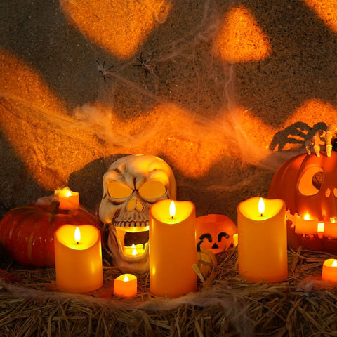 3 Pack Orange Flameless LED Candles with Remote – Waterproof Flickering Pillar Candles for Autumn, Halloween & Outdoor Décor