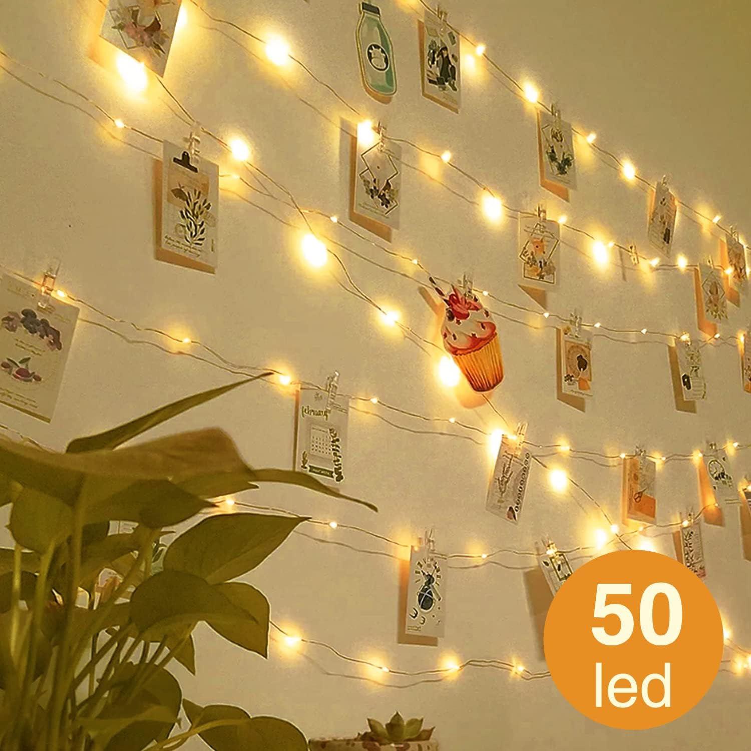 50 LED Photo Clip String Lights Fairy Lights with 30 Clips