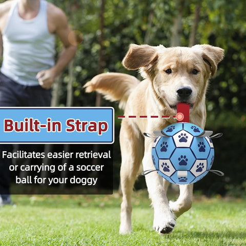 Dog Football Toy with Straps for Interactive Play