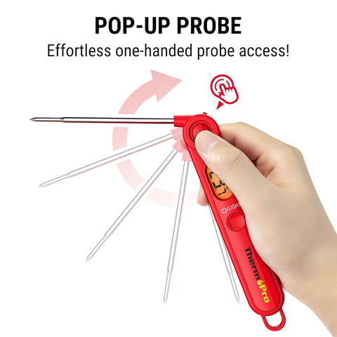 ThermoPro TP03B Bright Red Digital Meat Thermometer with Backlight